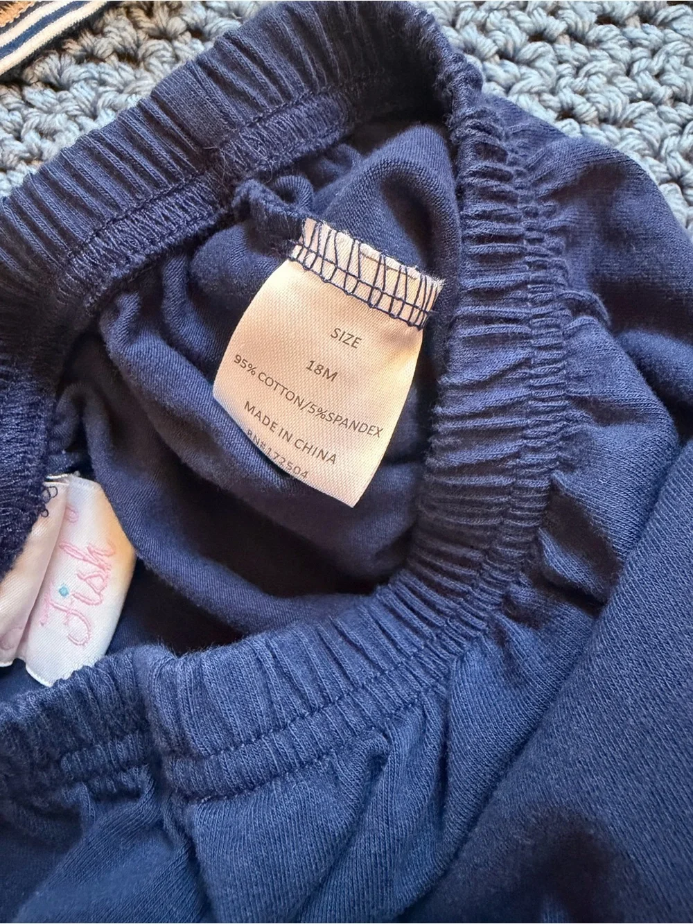 Stitchy Fish 18 mon Striped Navy & White Long-Sleeve with Navy Pocket Diaper Set
